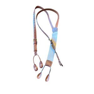 American Alligator Leather Suspenders Beige Elastic Adj Straps  Fit Made In USA